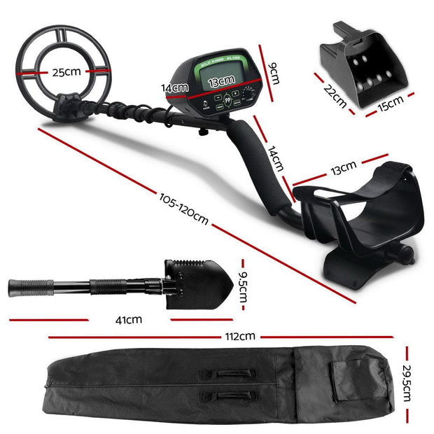 Metal Detector with LCD Display – 220mm Deep Sensitivity, Waterproof Coil & Bonus Shovel Kit