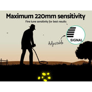 Metal Detector with LCD Display – 220mm Deep Sensitivity, Waterproof Coil & Bonus Shovel Kit