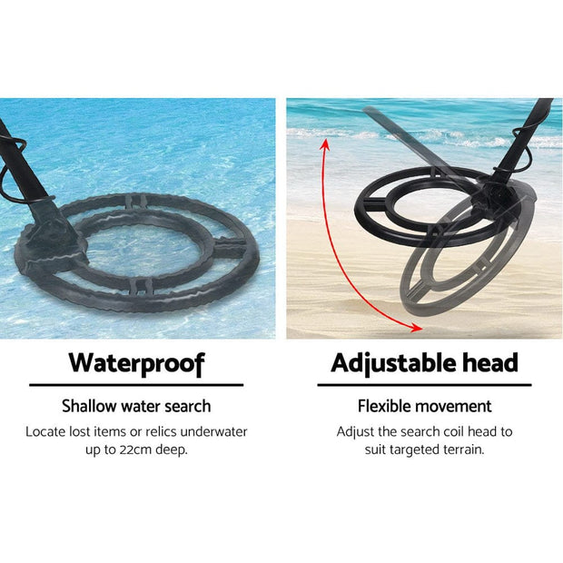 Metal Detector with LCD Display – 220mm Deep Sensitivity, Waterproof Coil & Bonus Shovel Kit