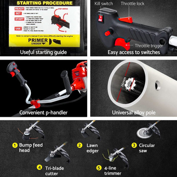 5-in-1 Petrol Multi-Tool – Circular Saw, Hedge Trimmer, Cutter & Whipper Snipper