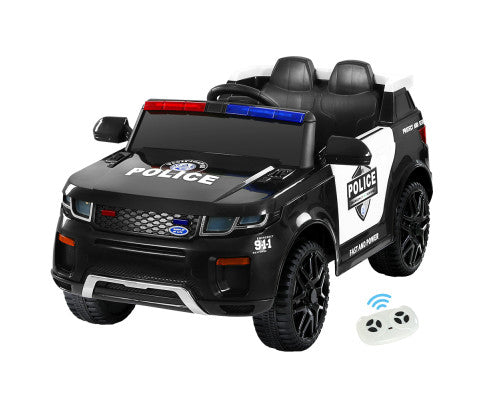 Rigo Kids Electric Ride On Patrol Police Car Horn Music Remote Black