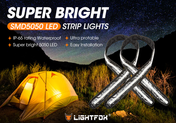 Lightfox 2x 12V 1.3M LED Camping Strip Light Flexible 5050 SMD