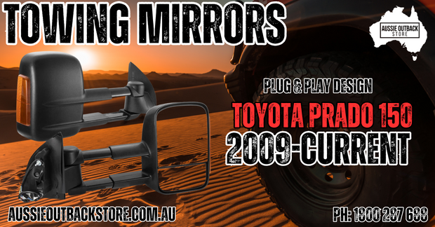 Towing Extendable Mirrors for Toyota Prado 150 Series Wagon 11/2009 – ON