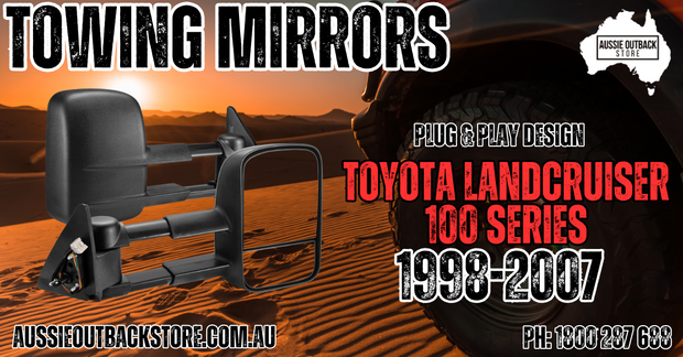 SAN HIMA Pair Extendable Towing Mirrors For Toyota Landcruiser 100 Series 1998-2007
