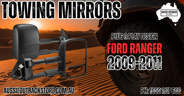 San Hima Pair Extendable Towing Mirrors For Ford Ranger 2009-2011