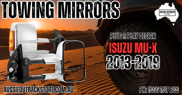 Pair Towing Extendable Side Mirrors for Isuzu MU-X MY2013-MY2019