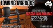 Pair Extendable Towing Side Mirrors for Nissan Navara D40 2005-2015