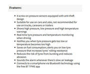 Gator DIY BT Wireless Car Tyre Pressure Monitor Monitoring System App Control TPM iOS