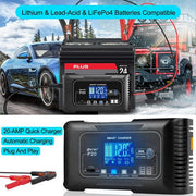 12V/24V Automatic Smart Battery Charger – 20A Fast Charge for Lithium, LiFePO4, AGM, GEL & SLA