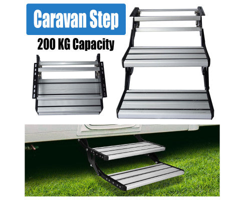 Aluminium Double Caravan Step Pull Out Folding Steps