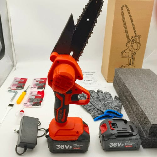 6" Cordless Mini Chainsaw – Dual Battery Orange Edition