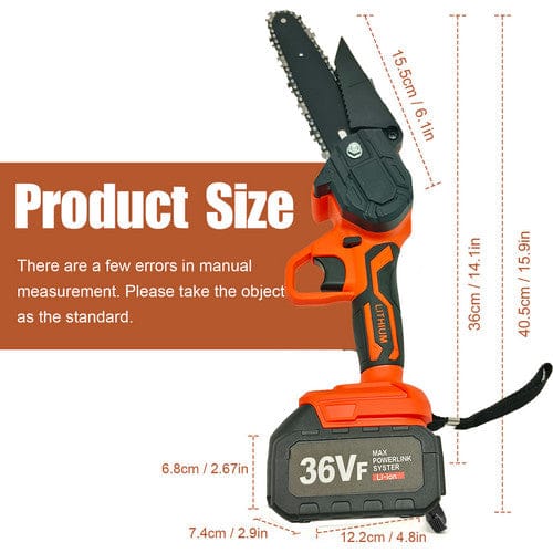 6" Cordless Mini Chainsaw – Dual Battery Orange Edition