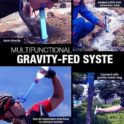 Survival Portable Water Purifier Filter Straw Gravity Water Filtration System 3L