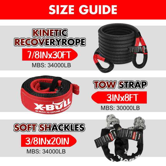 X-BULL Recovery Kit – Kinetic Rope + Hitch Receiver + 5T Power Gear ...