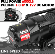 X-BULL 6000lbs 12V Electric Winch – Synthetic Rope Edition