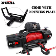 X-BULL 14500LBS 12V Electric Winch with Synthetic Rope & Mounting Plate