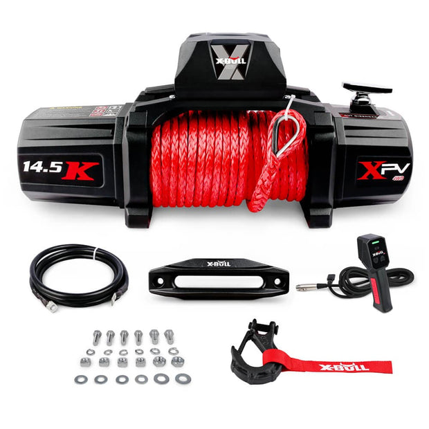 X-BULL 14500LBS 12V Electric Winch – Synthetic Rope + Protective Cover