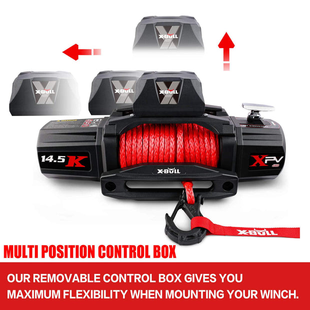 X-BULL 14500LBS 12V Electric Winch – Synthetic Rope + Protective Cover