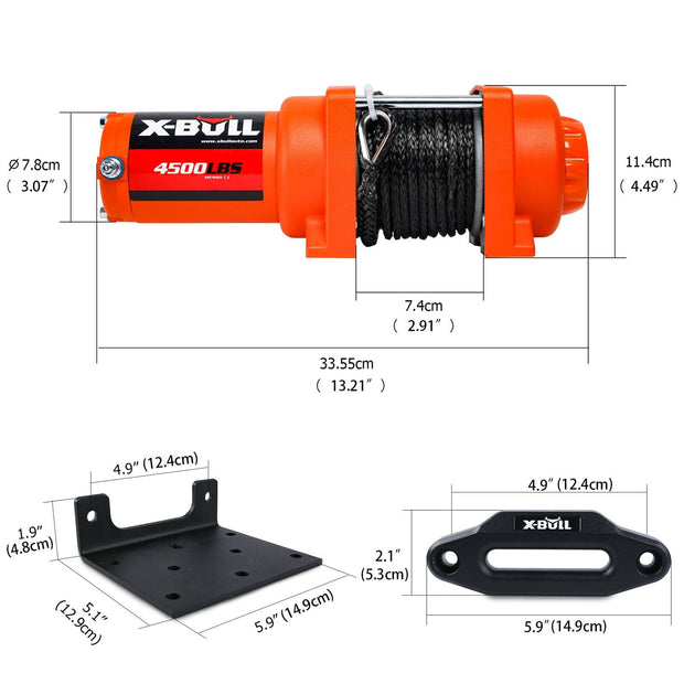 X-BULL 4500LBS 12V Electric Winch – Synthetic Rope | Wireless Remote