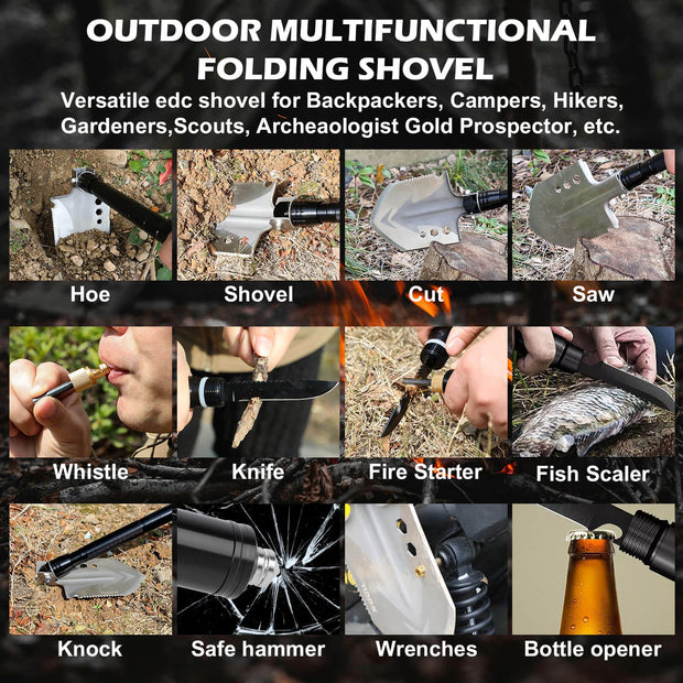 X-BULL Folding Shovel Outdoor Camping Survival Tools Multifunction Military