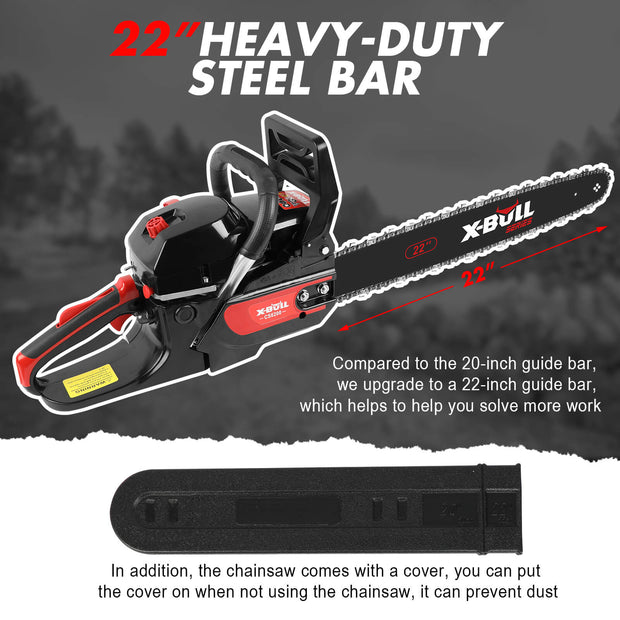 X-BULL 62cc Petrol Chainsaw – 22" Bar | E-Start | Pro-Series Power Tool