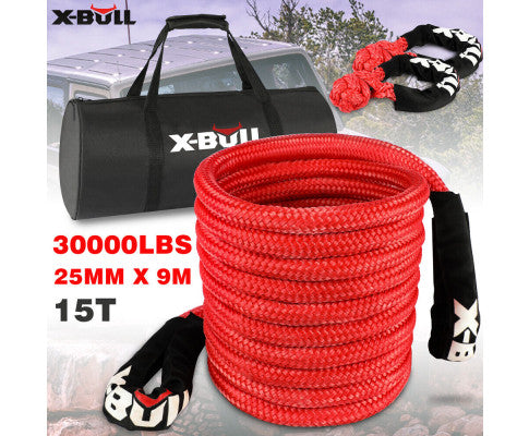 X-BULL Kinetic Rope 25mm x 9m Snatch Strap Recovery Kit
