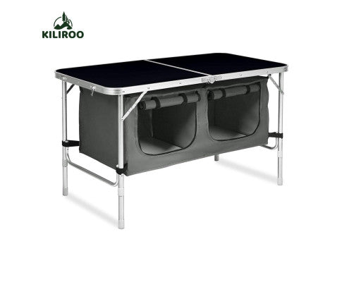 KILIROO Camping Table 120cm Black (With Grey Storage Bag)