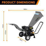 7hp Wood Chipper Shredder Mulcher Grinder Petrol Silver