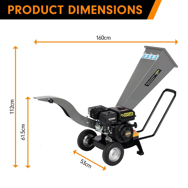 7hp Wood Chipper Shredder Mulcher Grinder Petrol Silver