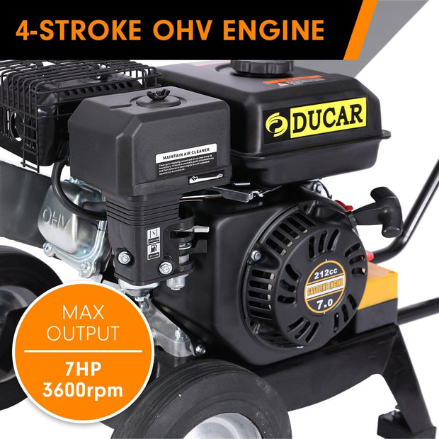 7hp Wood Chipper Shredder Mulcher Grinder Petrol Silver