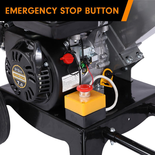 7hp Wood Chipper Shredder Mulcher Grinder Petrol Silver