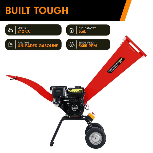 7hp Wood Chipper Shredder Mulcher Grinder Petrol Red