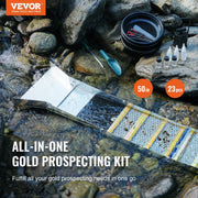 Gold Panning Kit with 50" Aluminum Sluice Box – 23-Piece Complete Prospecting Set