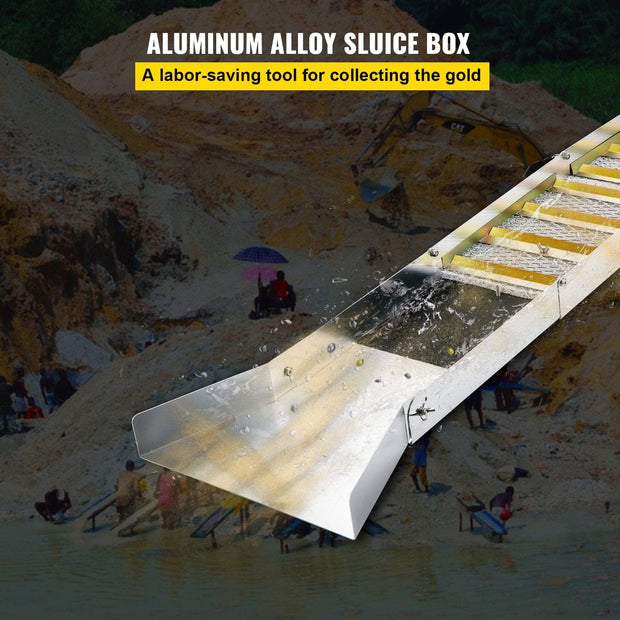 Folding Aluminum Sluice Box, Compact 50" Sluice Box