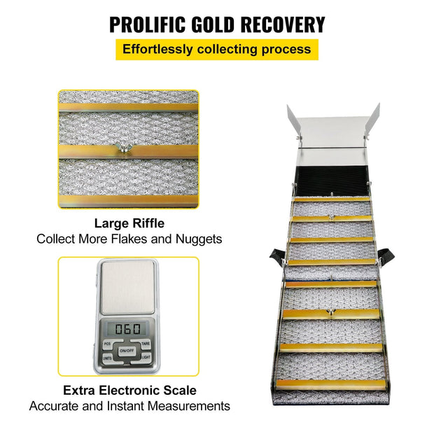Folding Aluminum Sluice Box, Compact 50" Sluice Box