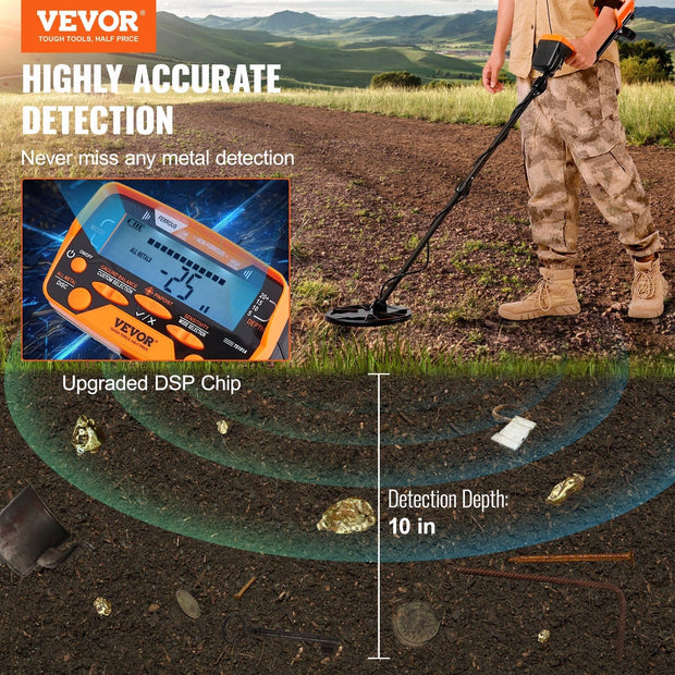 8" Waterproof Metal Detector with LCD Display – Perfect for Gold, Coins & Relic Hunting