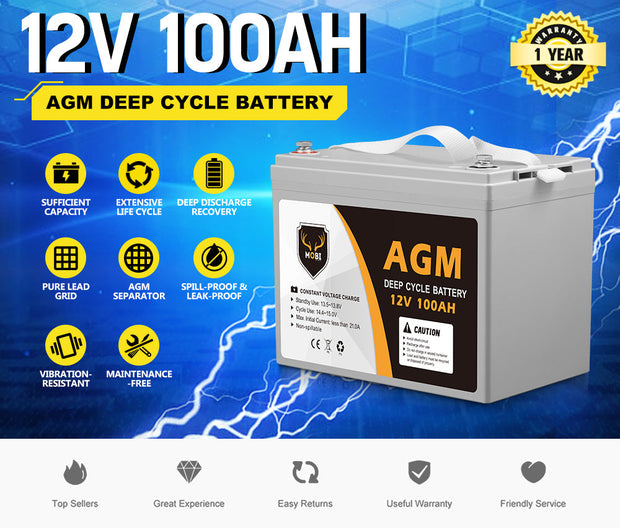 100Ah Deep Cycle Battery 12V AGM Marine Sealed