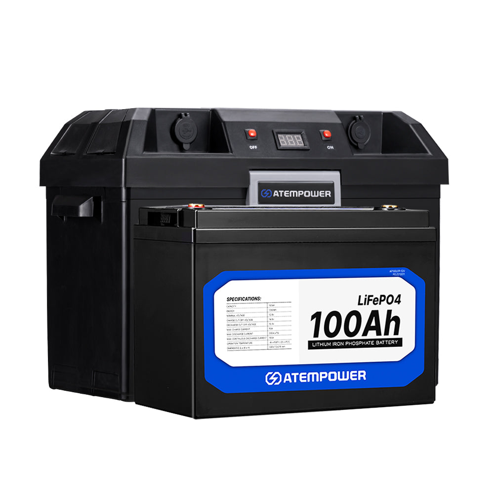 Batterie lithium powercamp lifepo4 12v100ah + chargeur 10a