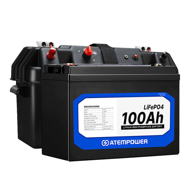 Atem Power 100AH 12V LiFePO4 Lithium Iron Phosphate Battery + 12V Battery Box