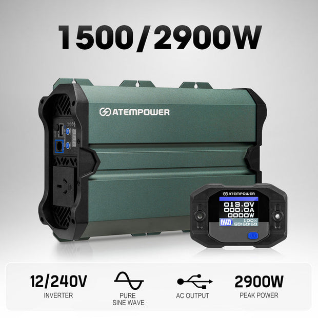 Atem Power 1500W/2900W Pure Sine Wave Inverter 12V to 240V Remote Control