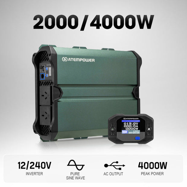 Atem Power 2000W/4000W Pure Sine Wave Inverter 12V to 240V Remote Control