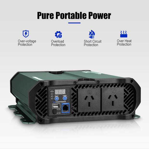 Atem Power 2500W/4900W Pure Sine Wave Inverter 12V to 240V Remote Control