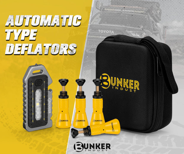 Bunker Indust Tyre Deflators x4 Air Deflator 10~30 PSI Valve Core Tool With LED