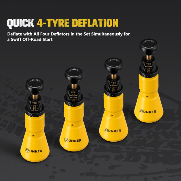 Bunker Indust Tyre Deflators x4 Air Deflator 10~30 PSI Valve Core Tool ...