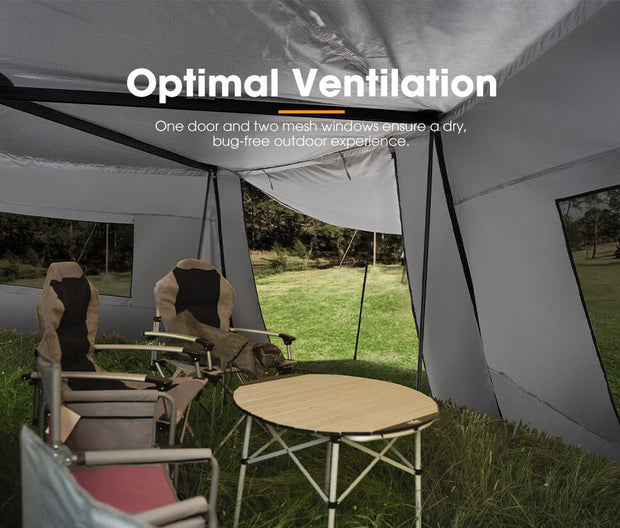 San Hima 270 Degree Awning With Side Wall Free-Standing Extension + "L" Bracket