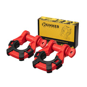 Bunker Indust Pair Bow Shackle 4.75Ton Rated 3/4” D-Ring with Isolator Red