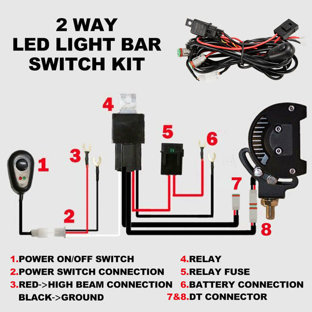 DT High Beam Wiring Loom Harness Kit 12V 40A - 2 Way