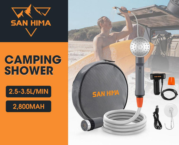 San Hima Portable Camping Shower built-in lithium battery Rechargeable