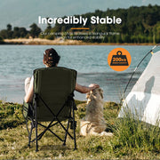 San Hima Folding Camping Chair Outdoor Portable Thick Padding Recliner Green