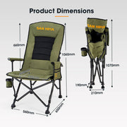 San Hima Folding Camping Chair Outdoor Portable Thick Padding Recliner Green